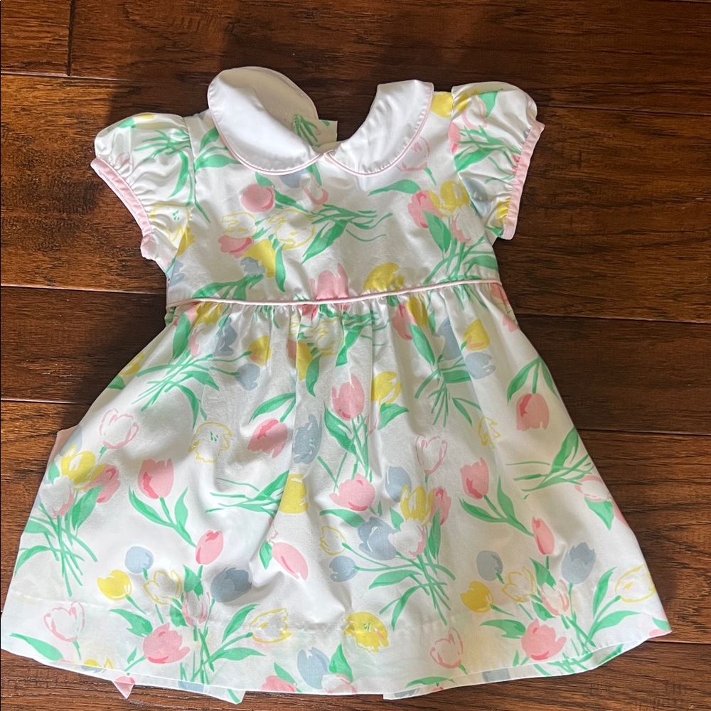 The Beaufort Bonnet Company White and Pink Baby Dress